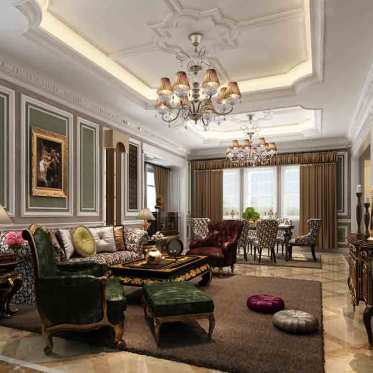 古典欧式风格客厅装潢设计...