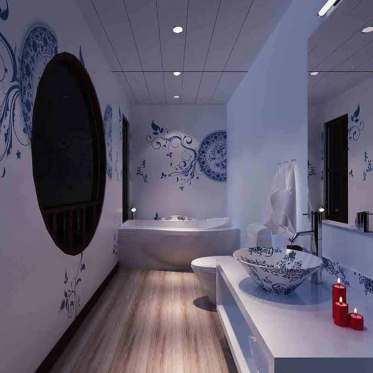 中式青花瓷主题卫生间装修...