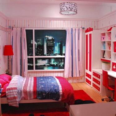 简欧元素红色卧室装修效果...