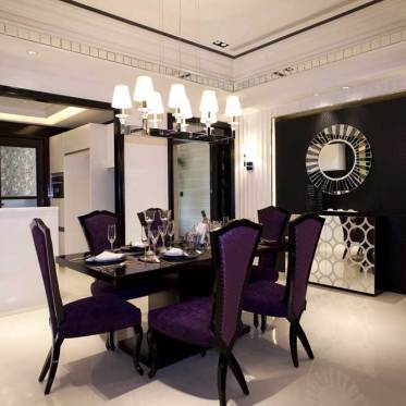 神秘典雅紫色现代风格餐厅...