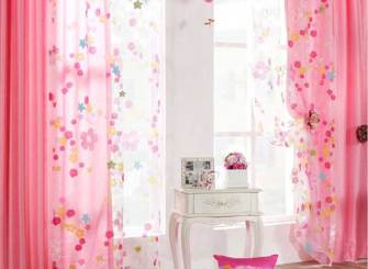 家装粉色窗帘效果图设计