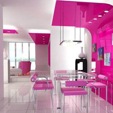 粉色浪漫现代风格餐厅设计...