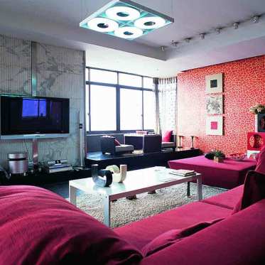 紫色浪漫时尚现代风格客厅...