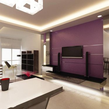 浪漫紫色现代风格客厅装修...