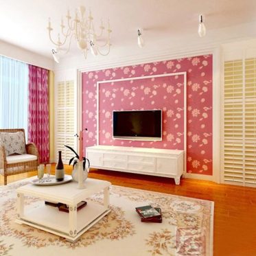 粉色甜美欧式风格客厅装修...