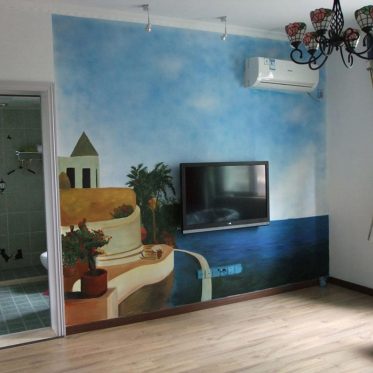 艺术地中海风格电视背景墙...