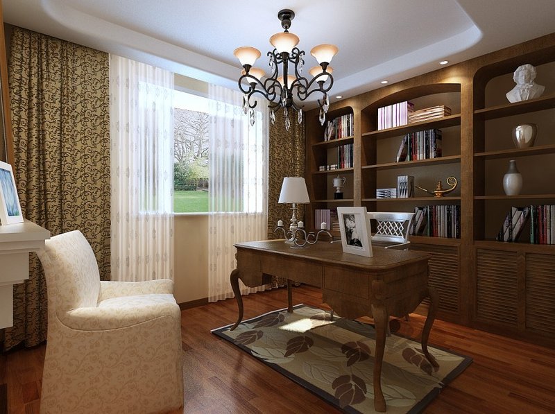 具艺术感的木质书架、浅色调的沙发，布艺给人一种自由奔放、温暖舒适的心里享受。