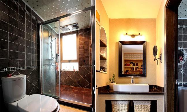 充满现代感的卫生间，虽紧凑但摆放有序，完美的干湿分区功能性十足。