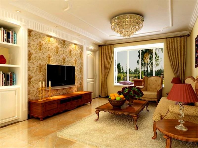 时尚的米白色的沙发与电视背景墙的呼应让整个客厅空间营造出，时尚，高贵，轻松，愉悦的视觉空间。