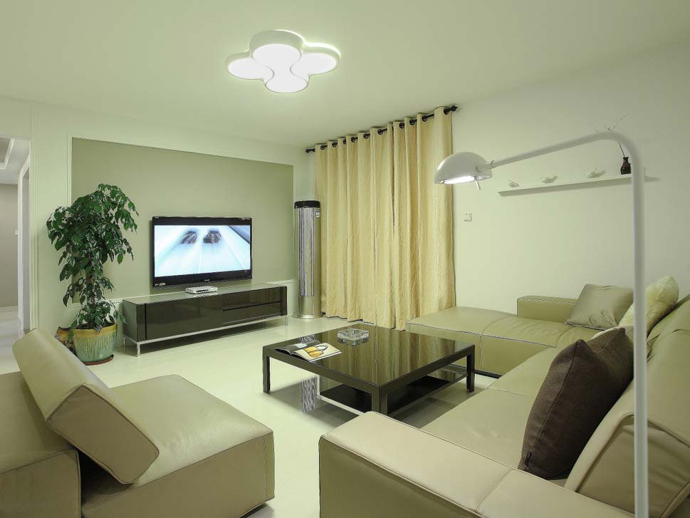 笔直的线条搭配光面的家具，让客厅的光感更丰富。