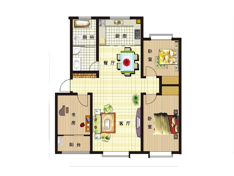 合理运用每个空间，利用柜子和隔板增加每个空间的利用率，节省出活动的空间。黑色米色作为整个房子的主色调，根据不同的房间的功能搭配以其他元素，打造一个个性家。