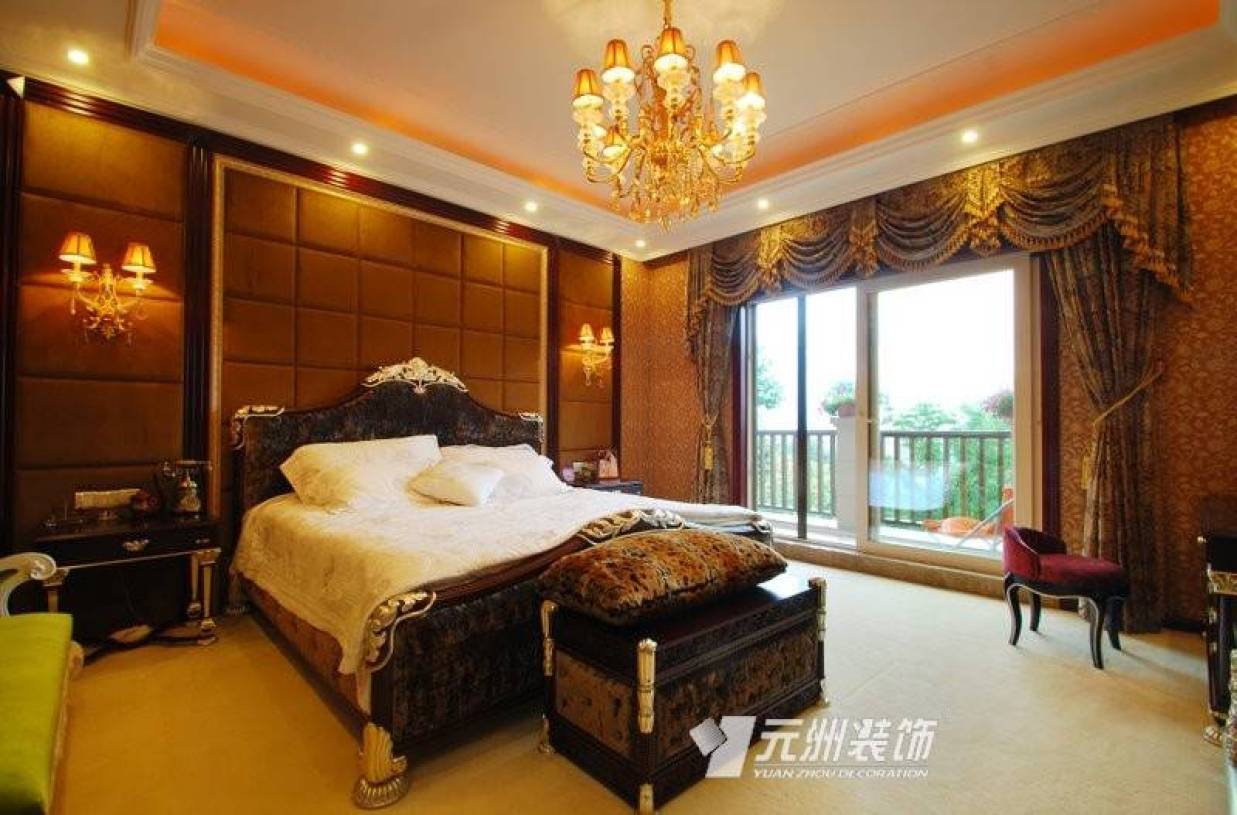 欧式风格别墅卧室吊顶装修图片,欧式风格窗帘图片