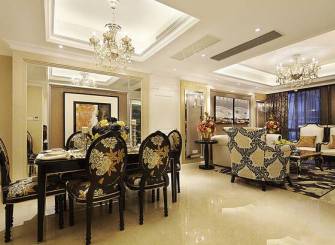 欧式风格餐厅吊顶装修效果图-欧式风格餐桌椅图片