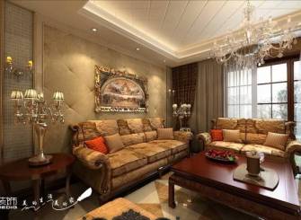 150平大户型欧式风格客厅沙发背景墙装修图片,欧式风格楠木茶几图片