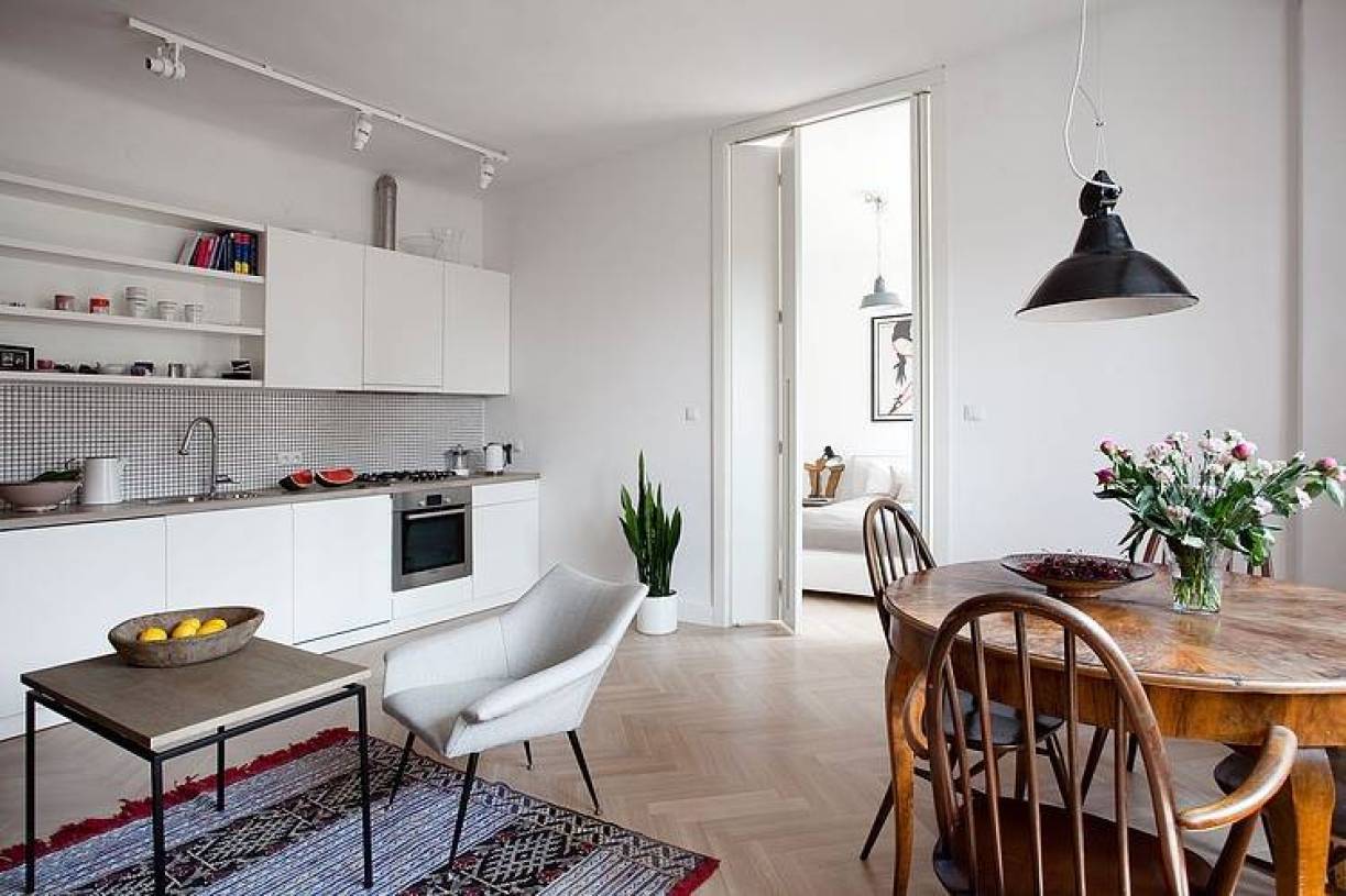简约风格公寓开放式厨房装修效果图-简约风格整体橱柜