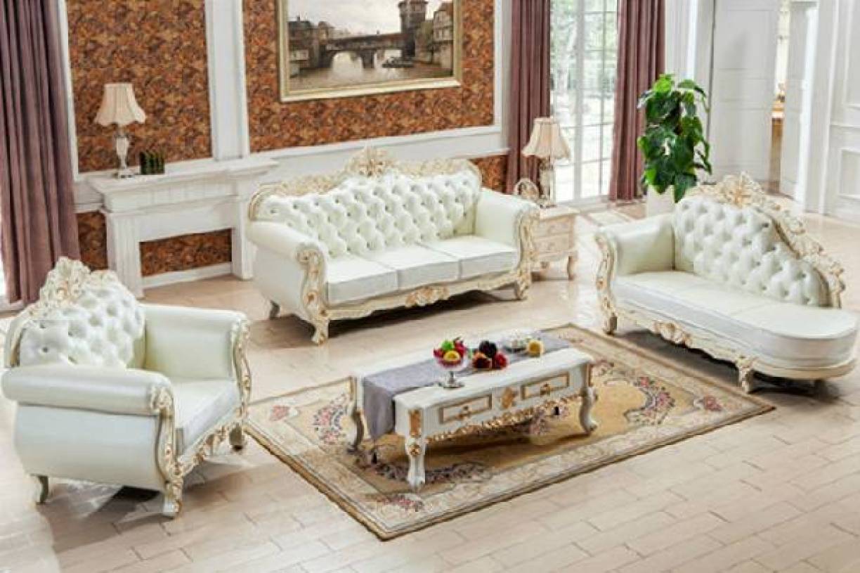 223m大户型欧式风格客厅沙发装修效果图-欧式风格真皮沙发图片