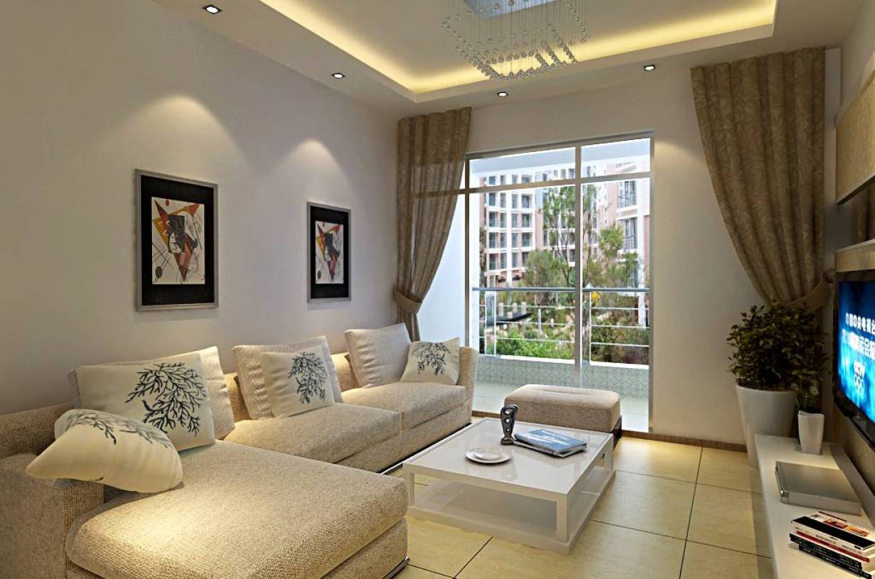 106㎡两居室现代简约风格客厅墙装修效果图-现代简约风格客厅沙发