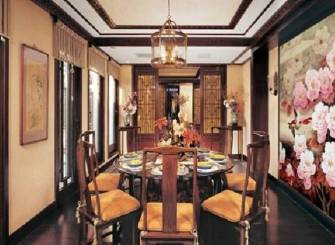 中式风格酒店壁画装修图片-中式风格餐桌餐椅图片