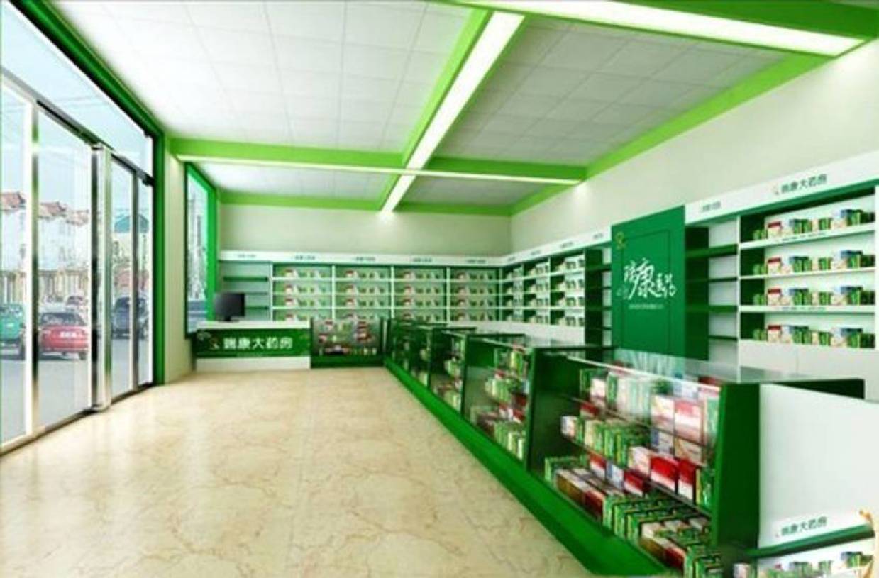 现代风格药店吊顶装修效果图-现代风格展柜图片