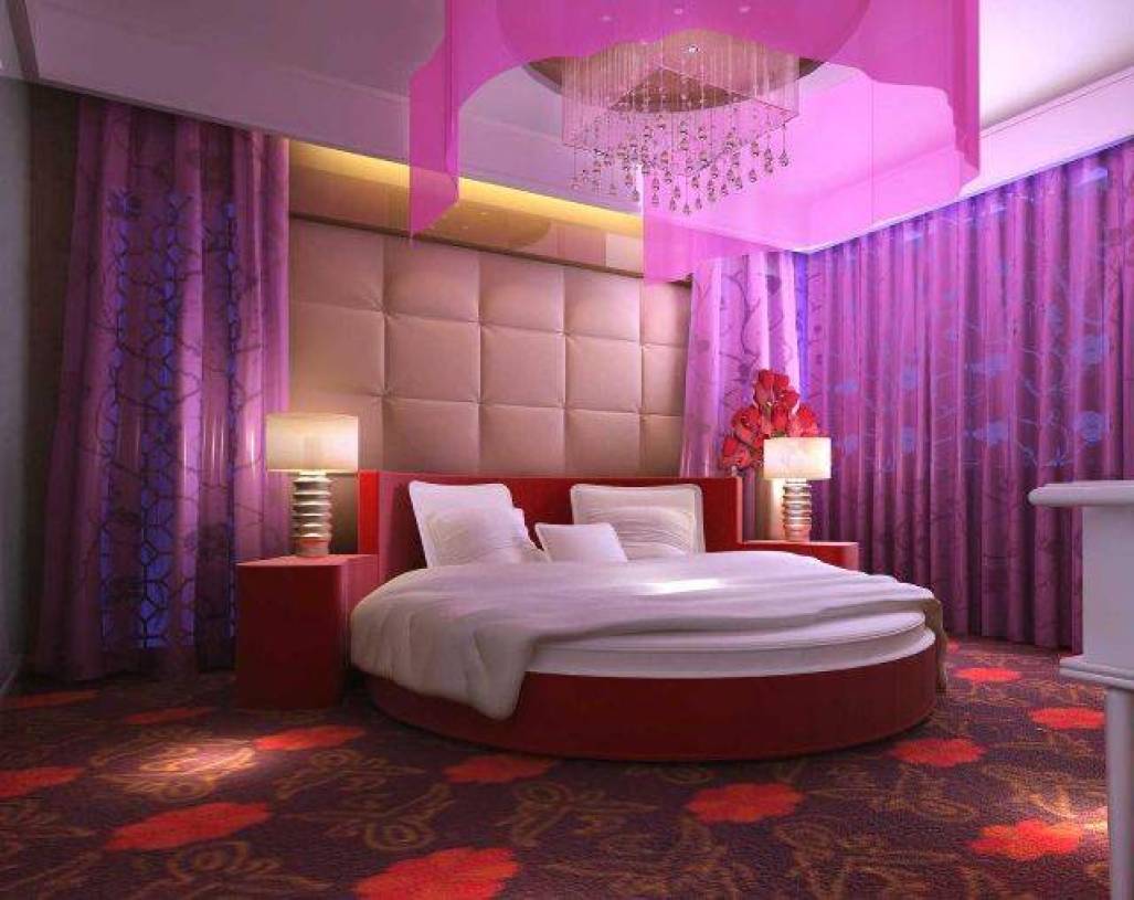 现代风格主题酒店情侣套房装修效果图-现代风格圆形床图片