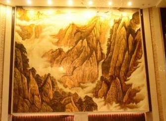 中式风格酒店壁画装修图片
