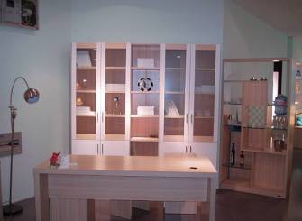 现代风格三居室书房装修效果图-现代风格书桌书柜图片