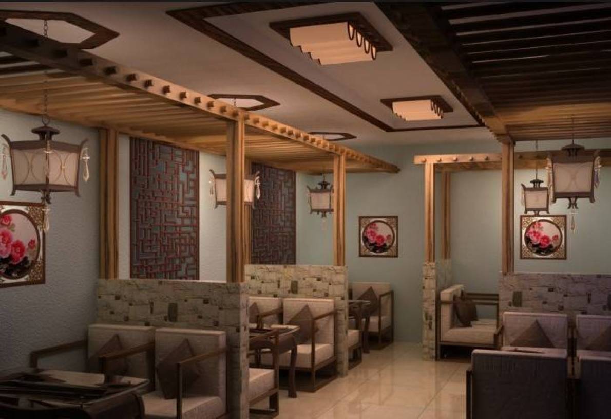 现代简约餐厅照片墙地中海卡座装修效果图_家居设计_环境设计-图行天下素材网