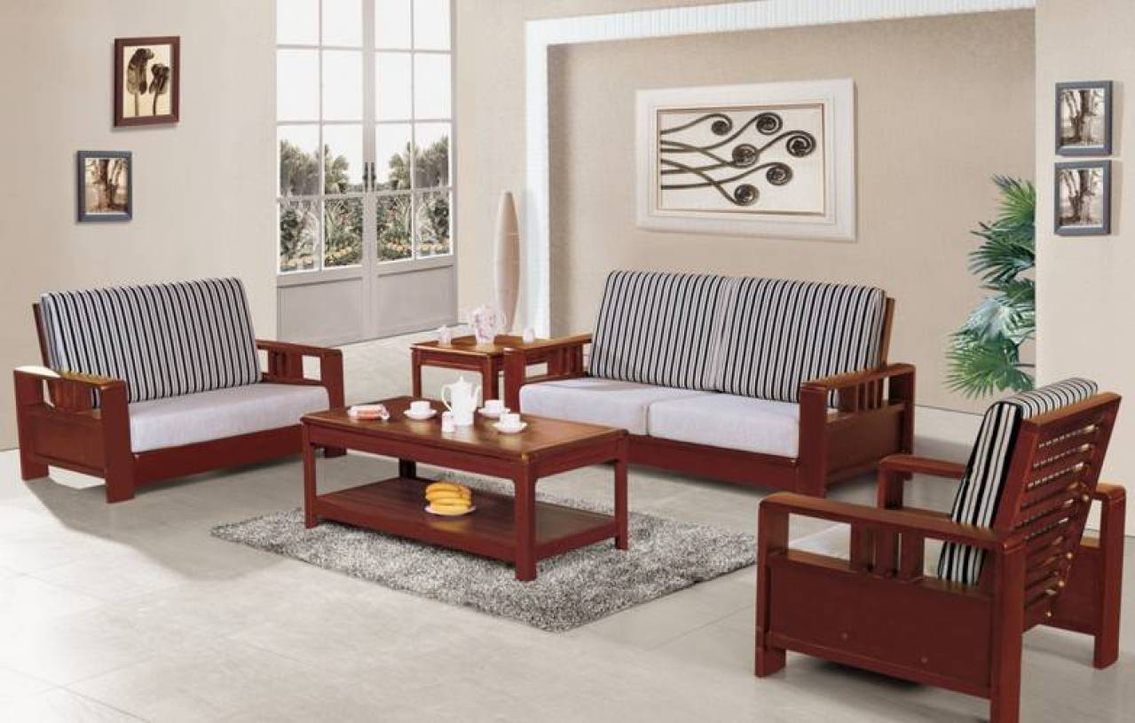 现代风格大户型客厅实木沙发装修效果图