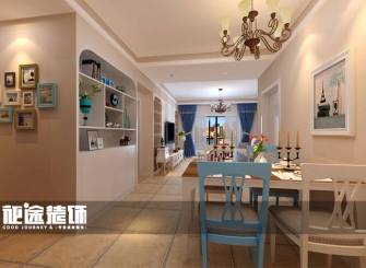 90㎡三居室田园风格餐厅背景墙装修效果图-田园风格壁柜图片