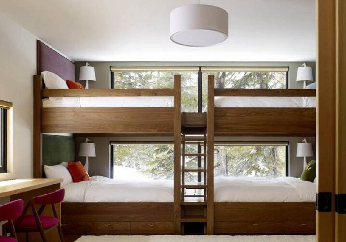 简约风格4平方儿童房装修效果图-简约风格高低床图片