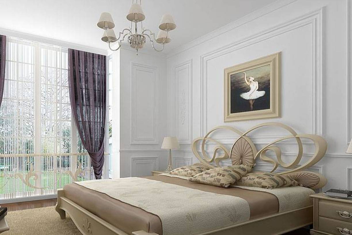 欧式风格卧室床头背景墙装修效果图-欧式风格床图片