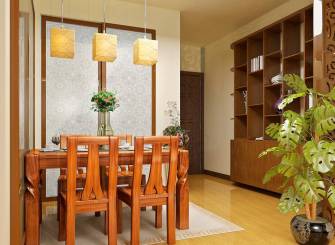 木制家具打造的中式风格餐厅效果图