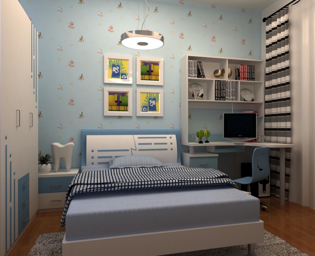 现代风格小平米儿童卧室壁纸装修效果图-现代风格儿童