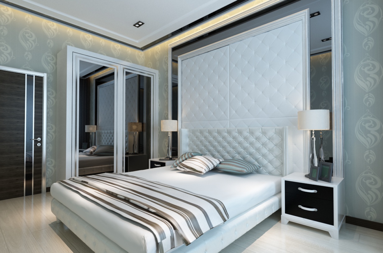 85㎡现代风格卧室床头背景墙装修效果图-现代风格床图片