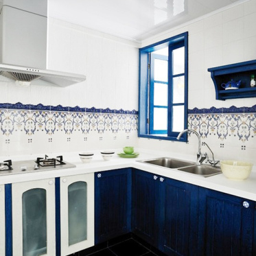 蓝色地中海厨房橱柜设计