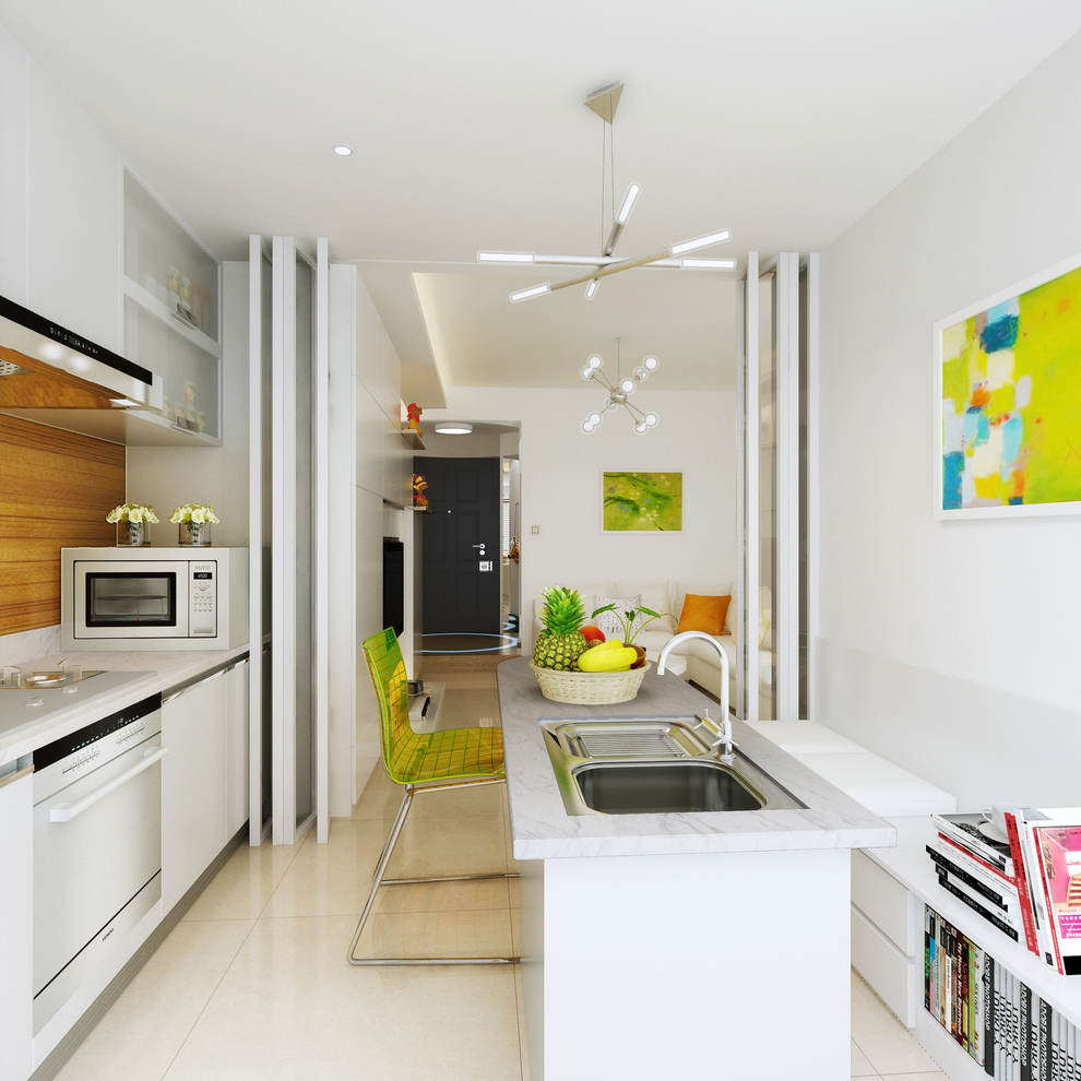 敞开式厨房能分能和，使空间变得灵动起来。