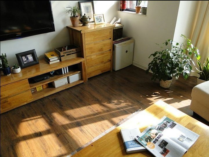 地板也是木质的，虽然有点担心阳光对木材的损害，夏天勤拉窗帘就OK啦！
