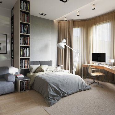 灰色现代卧室设计图