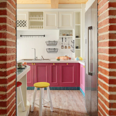 粉色浪漫柔和厨房设计