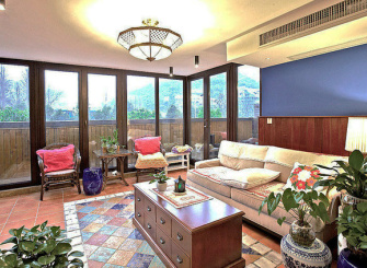 美式风格别墅室内客厅设计效果图