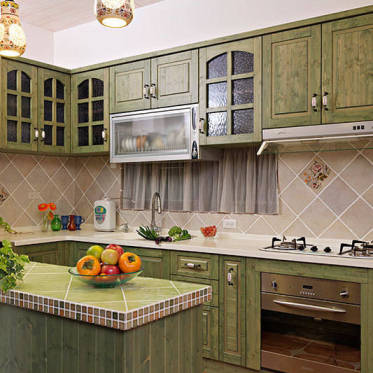 清新美式绿色厨房设计