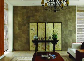 素雅中式风格客厅背景墙装潢设计