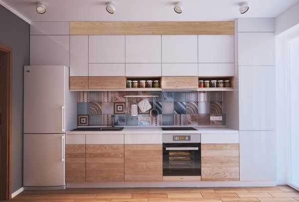 开放式厨房的功能齐全，毫不因为小户型面积小而受影响。