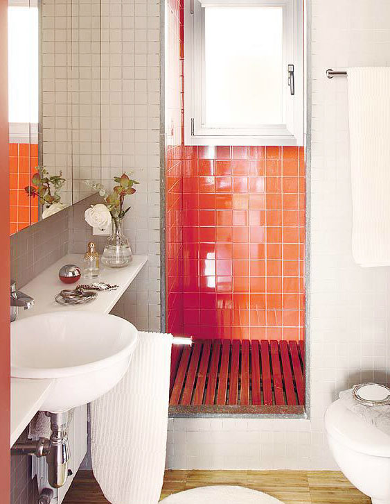 用橙色瓷砖作为色彩装饰，清爽干净。