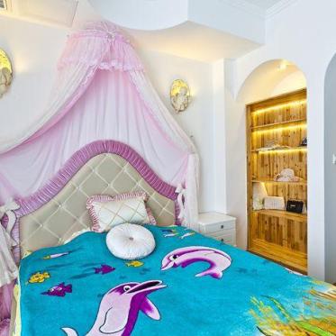 蓝色地中海风格卧室装饰案...