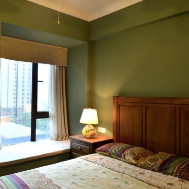 东南亚风格个性绿色卧室装...