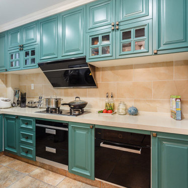 创意蓝色雅致美式风格厨房...