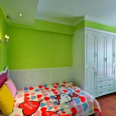 现代风格清新绿色儿童房效...