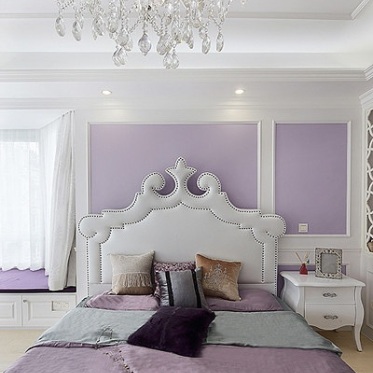 2016紫色简欧风格卧室装饰...