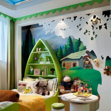 绿色欧式风格儿童房装修案...